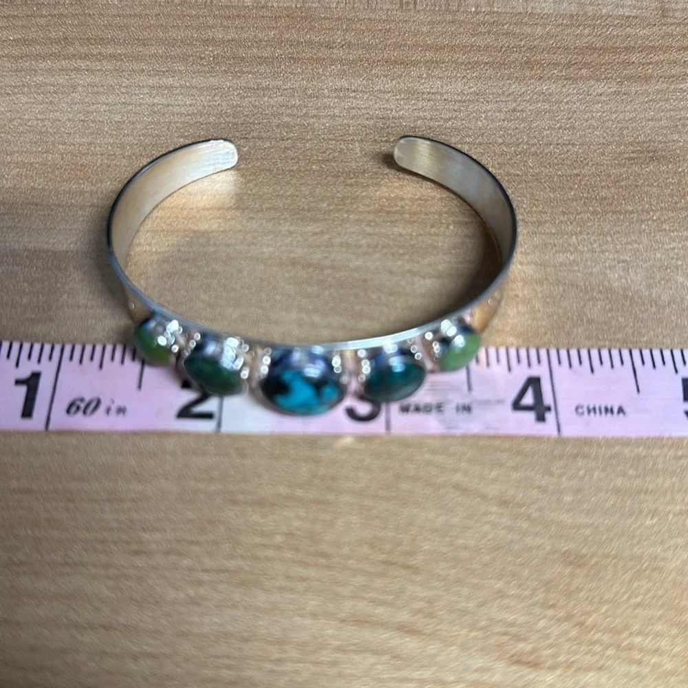 Multi stone & sterling silver cuff bracelet by Jay King - Picture 11 of 12